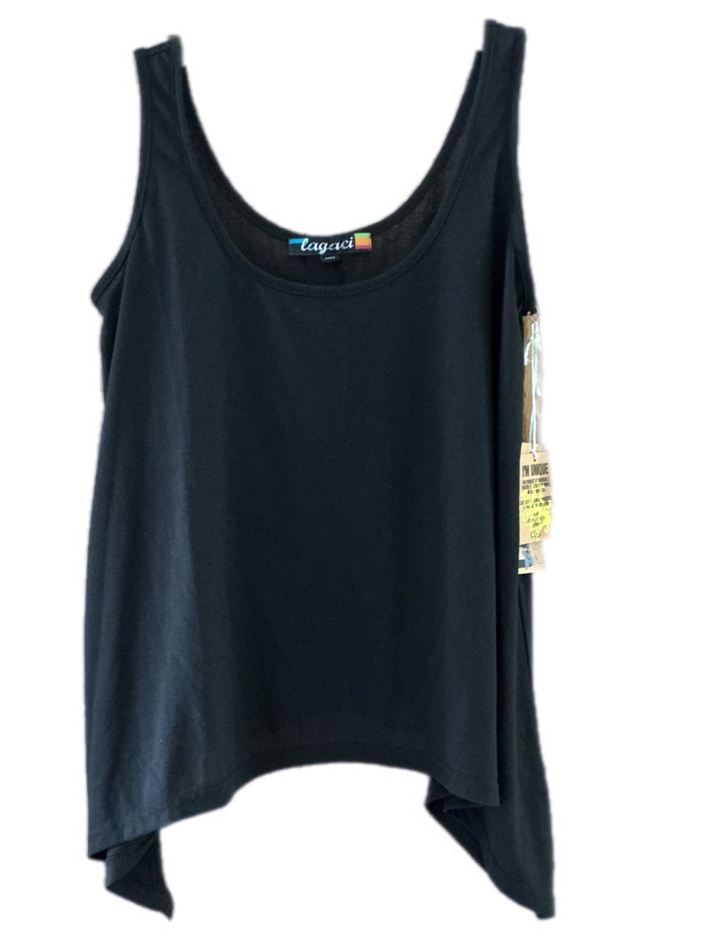 Lagaci Black Scoop Neck Asymmetrical Tank Top Medium NWT